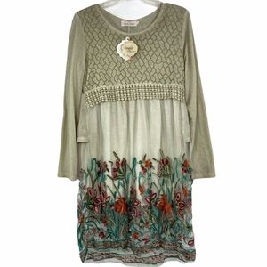 Simply Couture Embroidered Layer Tunic Dress Med